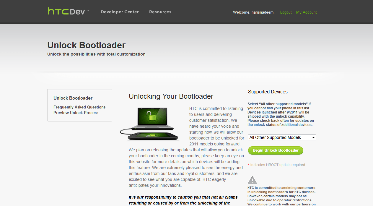 HTC unlock bootloader
