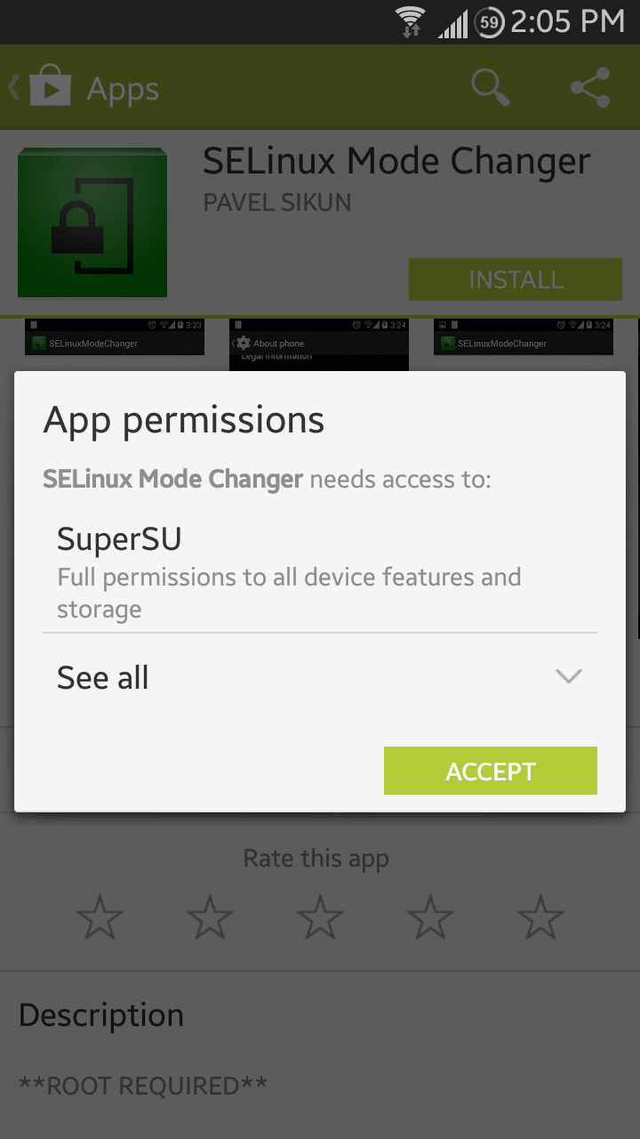 Permissions Prompt for SELinux Mode Changer