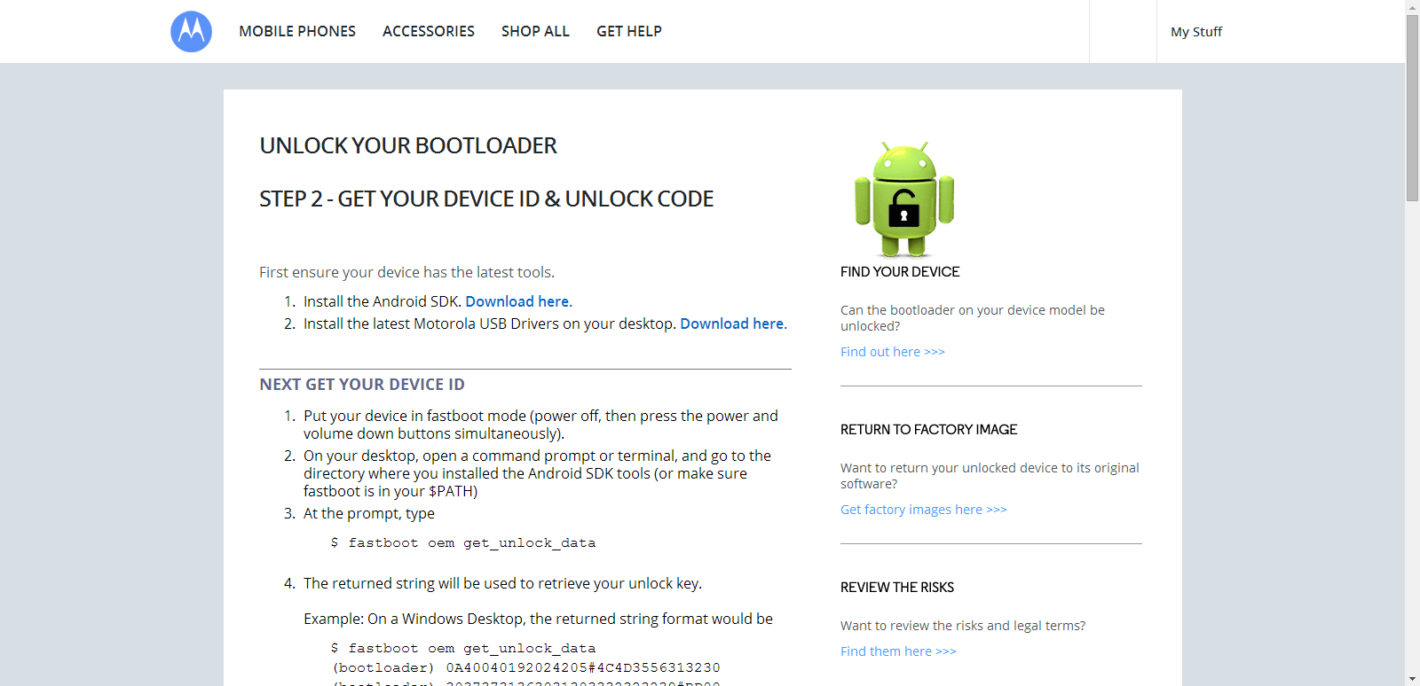Motorola / Moto Phones - Unlock bootloader