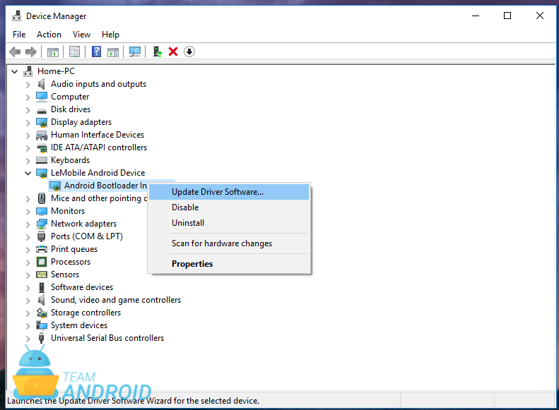 Device Manager - Update Driver Software