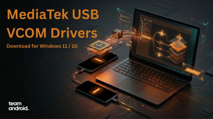 MediaTek phone connected to a Windows laptop for USB VCOM driver setup