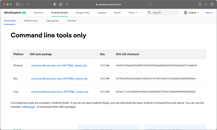 Download Android SDK Command Line Tools (2023)
