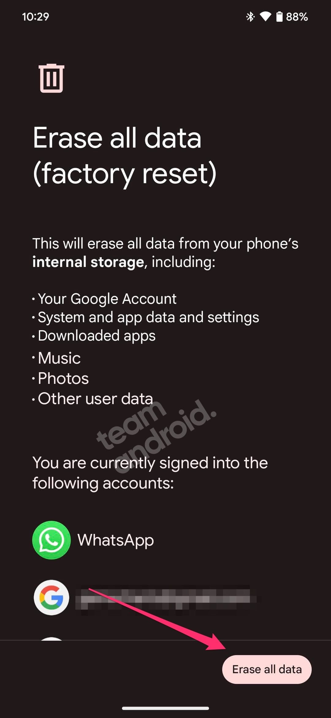 Factory Reset to Remove Google Account from Android