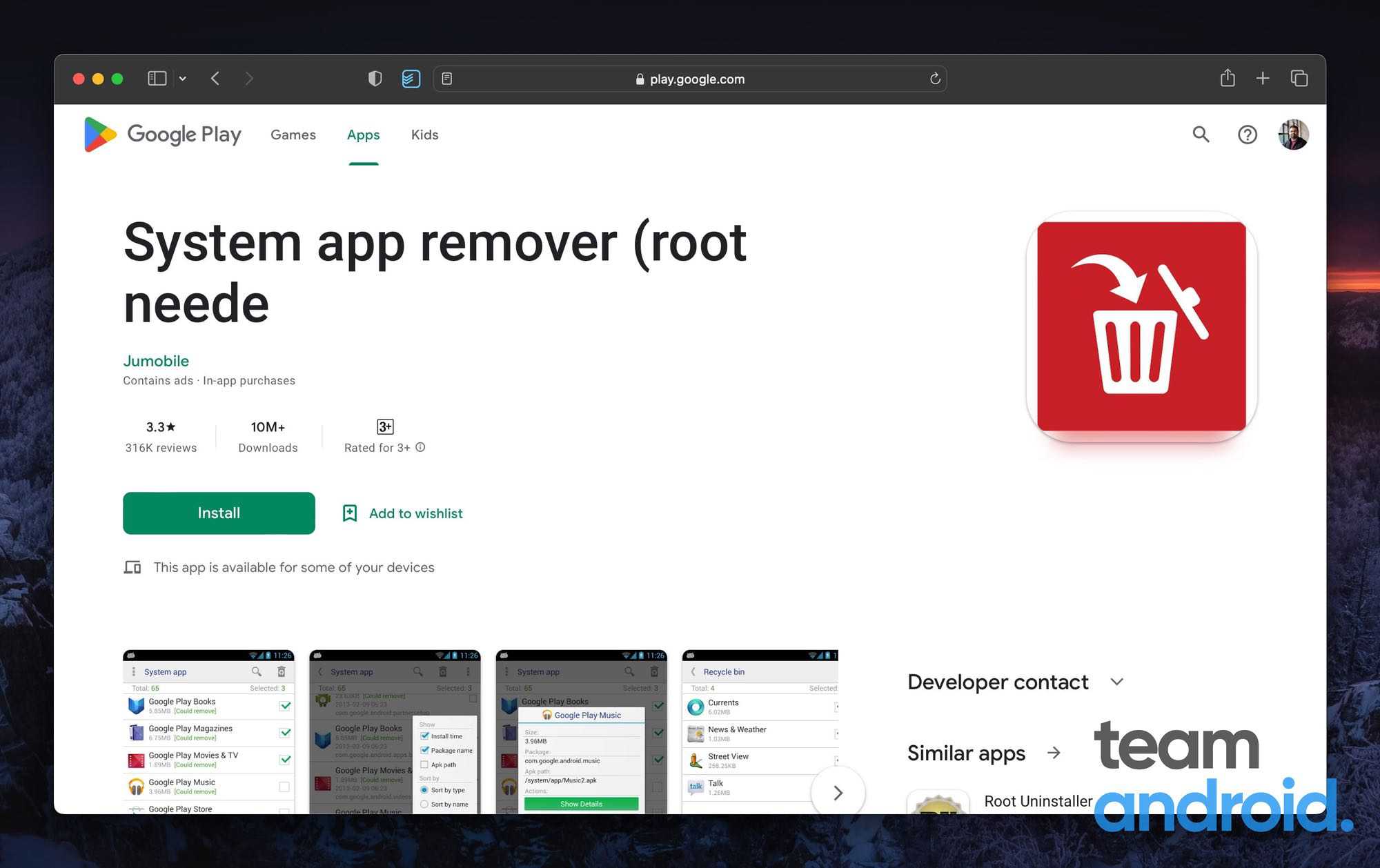 System App Remover - Google Play Store