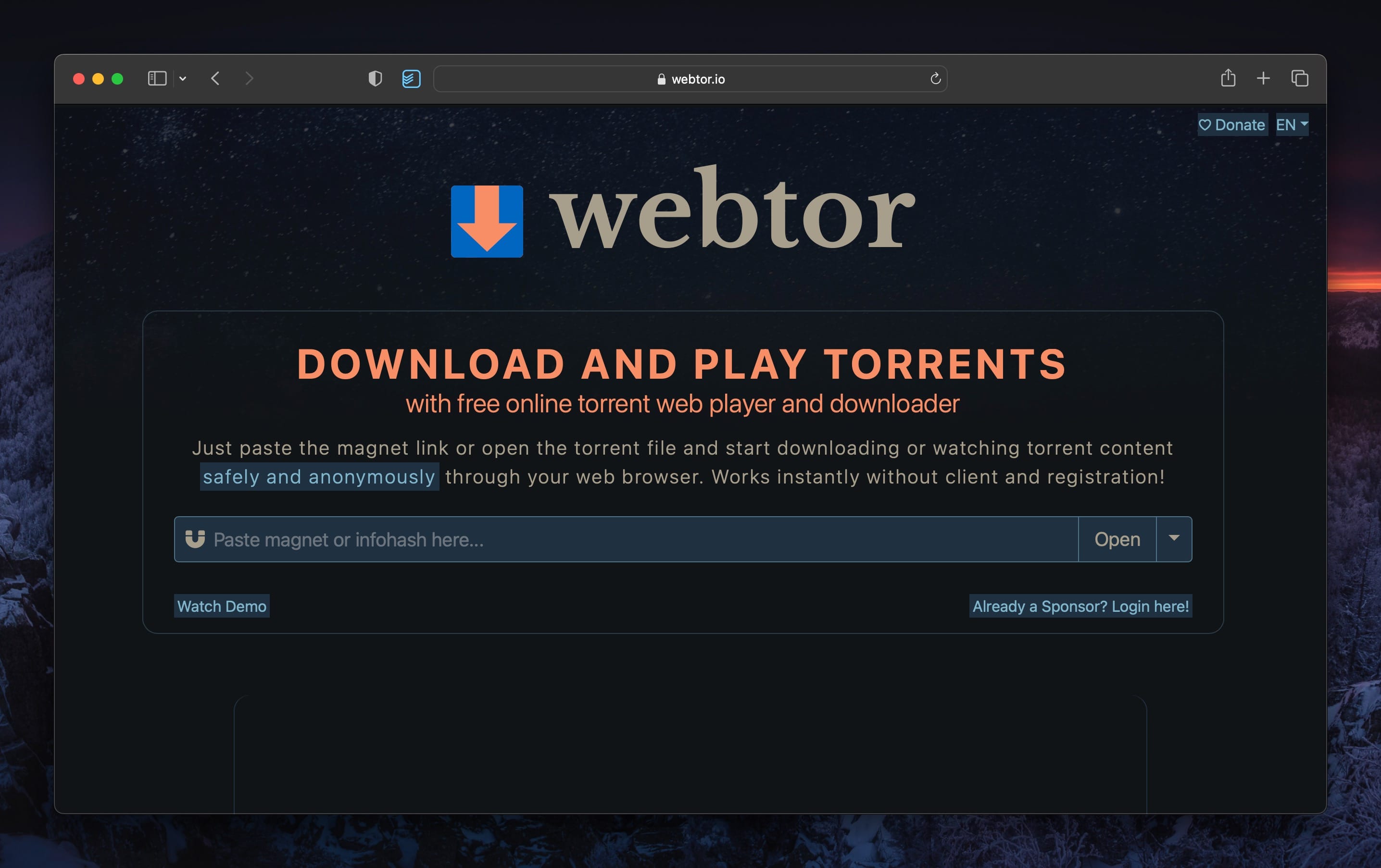 WebTor - Torrent Streaming Service