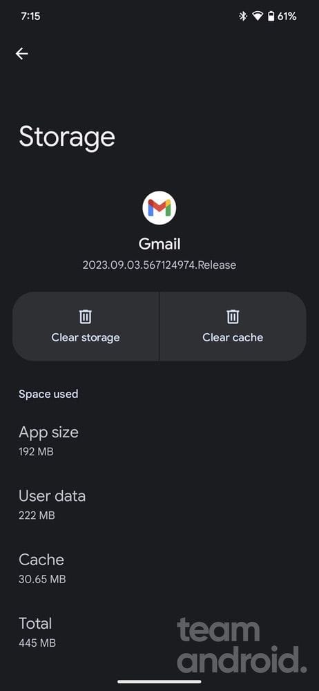 Clear Gmail Cache and App Data