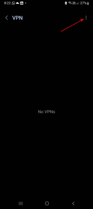 VPN Profile Screen on Android