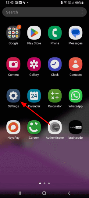 Settings “gear” Icon from Main Screen