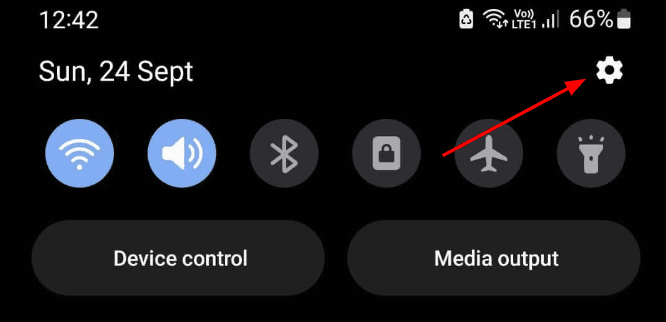 Settings “gear” Icon from Notification Bar