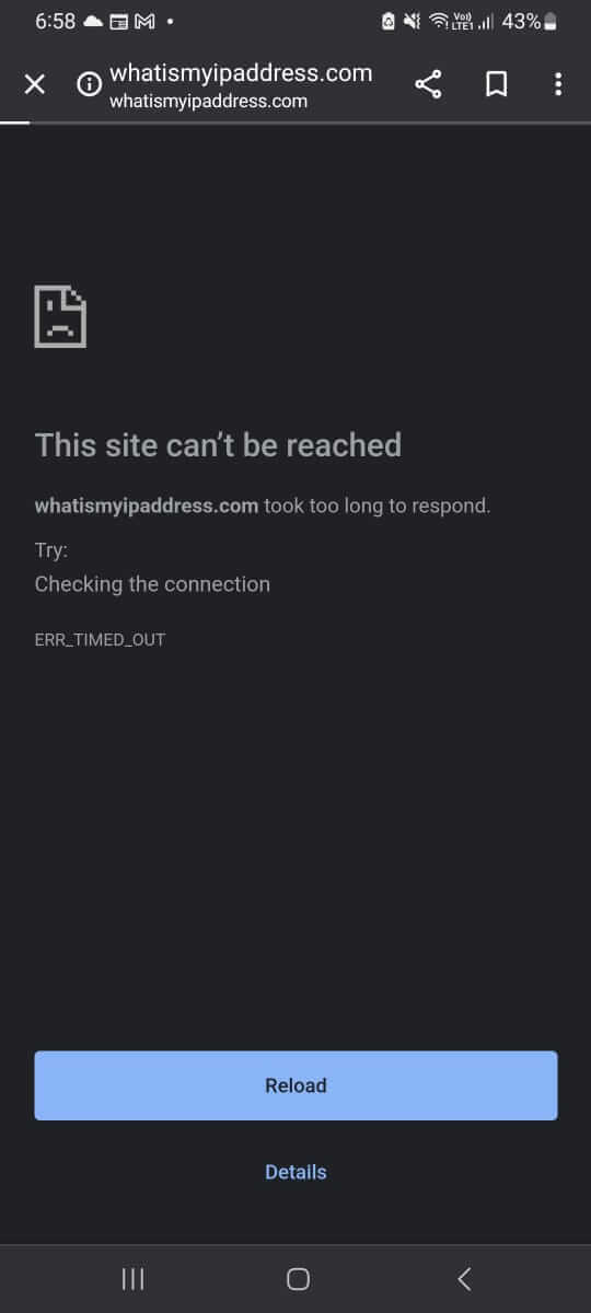 DNS Not Found.- Google Chrome on Android